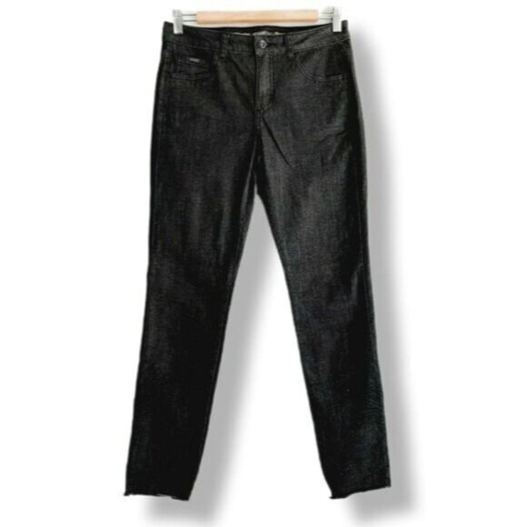 NILE Organic Cotton Tonal Embroidered Floral Skinny Crop Jeans Sz S - Picture 2 of 14